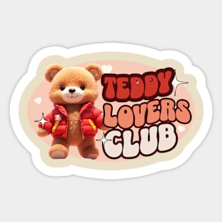 Cute Teddy personified with red jacket Kids Sticker